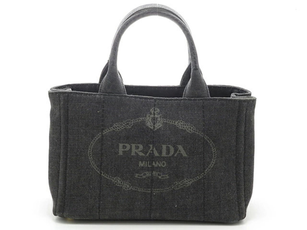 Prada Canapa Handbag Gray Canvas